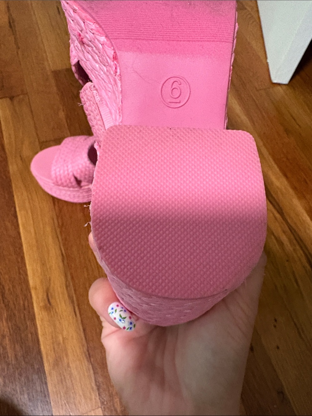 Wild Pair Pink Braided Platform Slide Heels - Picture 6 of 6